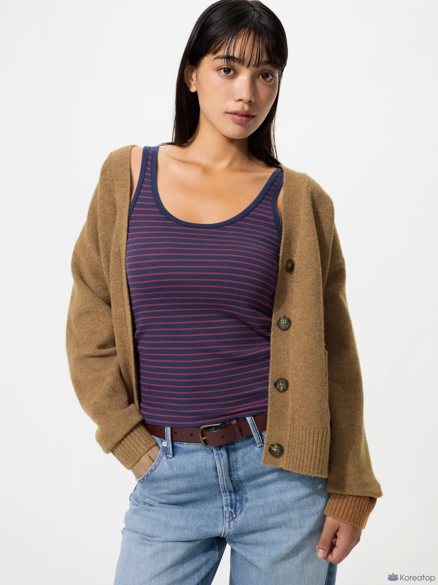 Топ Uniqlo Rib Tank Top, в полоску