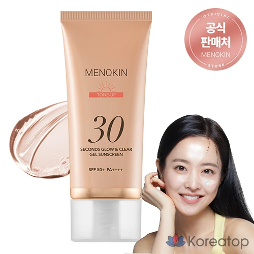 Menokine 30-Second Glow & Clear Gel Sunscreen Tone-Up SPF50+ PA++++, 1 шт., 50 мл