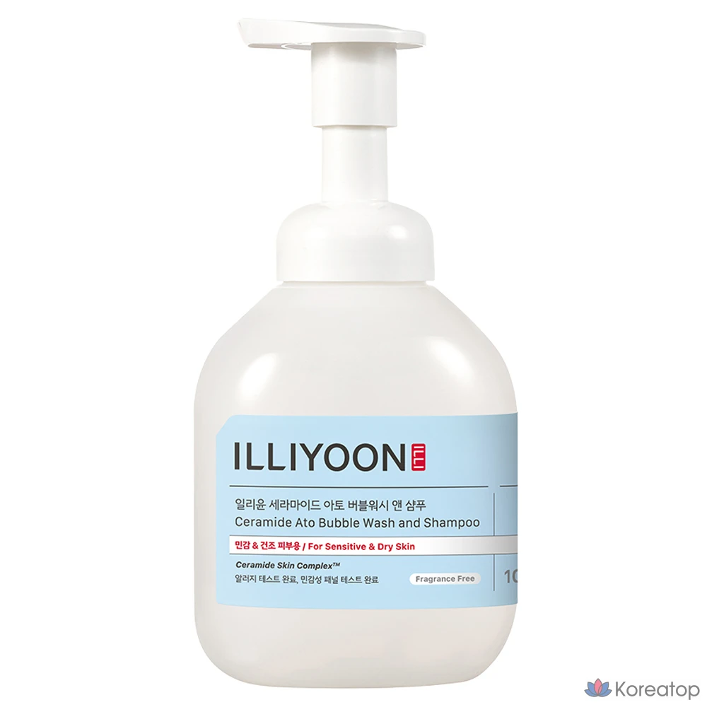 Гель для душа и пена для душа Illiyoon Ceramide Ato Bubble Wash &amp; Shampoo, без запаха, 400 мл, 1 шт.