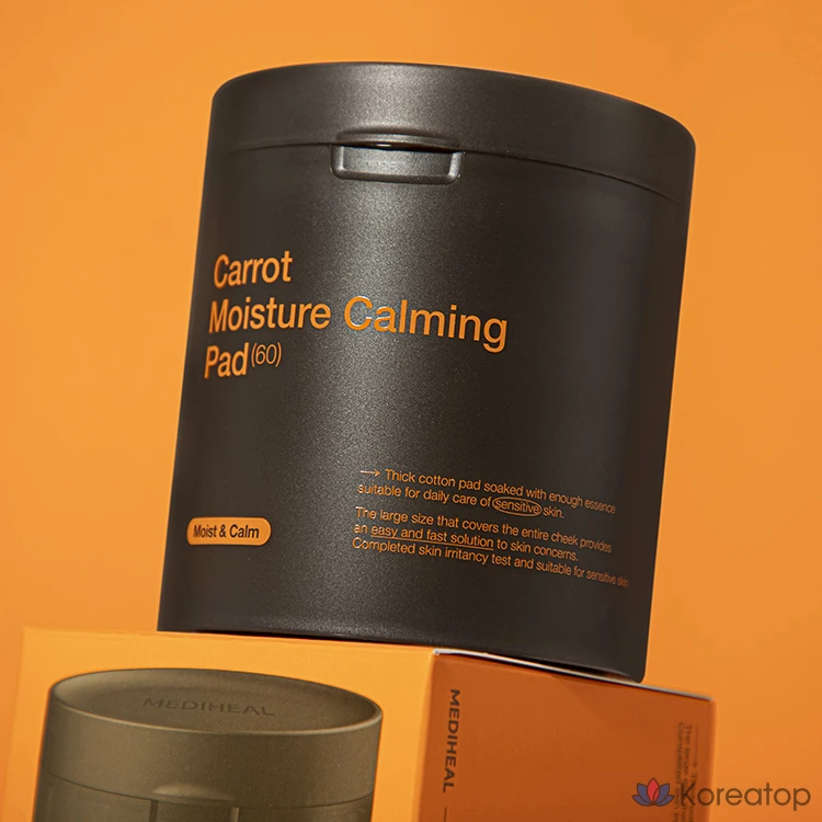 Увлажняющие подушечки Mediheal с морковным ароматом, 250 мл, 60 листов, 1 упаковка.