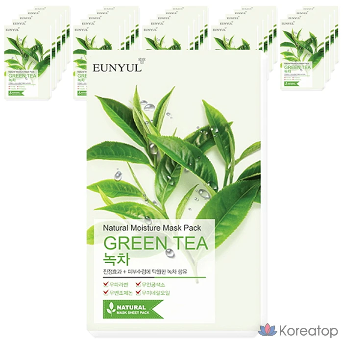 Маска для лица Eunyul с натуральным зеленым чаем, 1 упаковка, 25 листов.