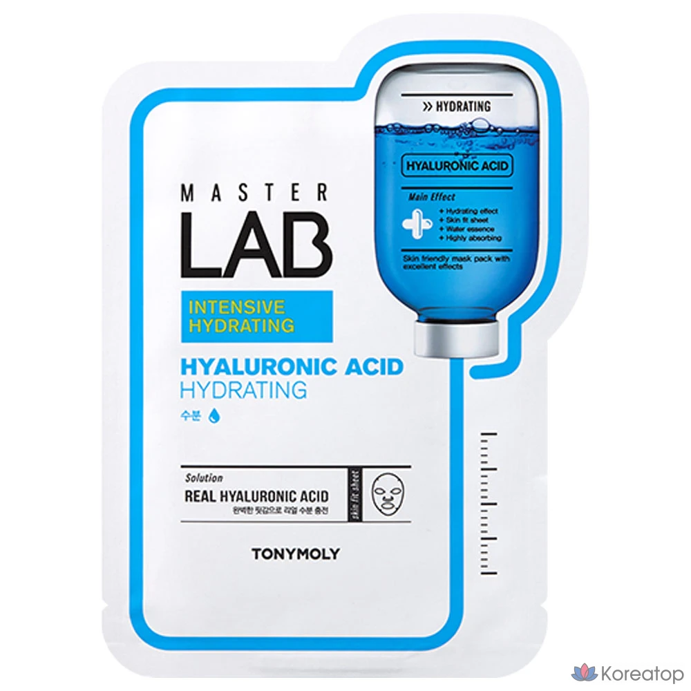 Тканевая маска для лица Tony Moly Master Lab с гиалуроновой кислотой, 19 г, 1 упаковка, 1 штука