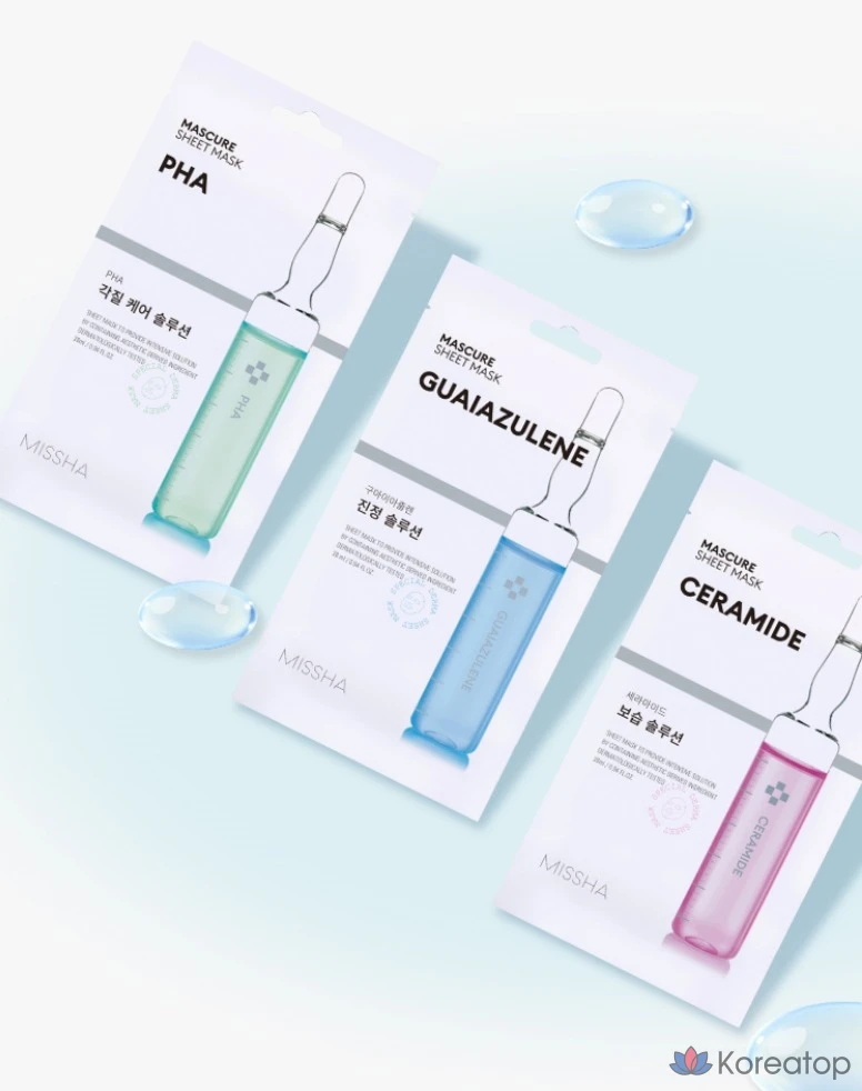 Отшелушивающая тканевая маска Missha Mascure с PHA-кислотами, 1 упаковка, 1 шт.