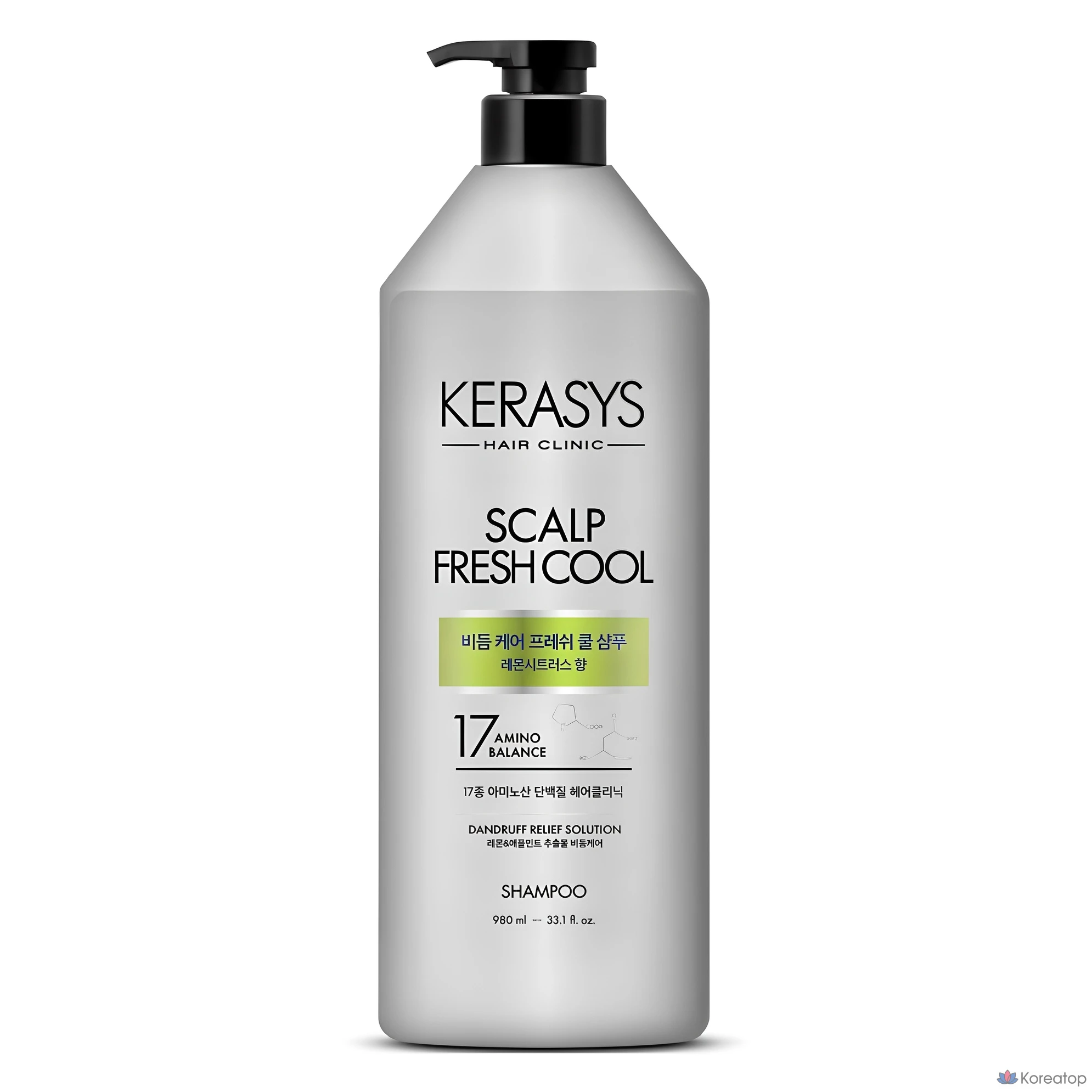 Шампунь KeraSys для ухода за кожей головы от перхоти, освежающий, охлаждающий, с протеином, аромат лимона и цитрусовых, 980 мл, 1 шт.