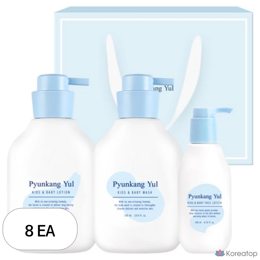 Подарочный набор Kids & Baby Line Lotion 590 мл + Средство для умывания 590 мл + лосьон для лица 200 мл, набор из 8