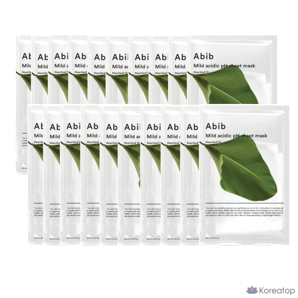 Тканевая маска для лица Abib с мягким кислым pH и гелем Asungcho Fit, 30 мл, 10 листов, 2 упаковки.