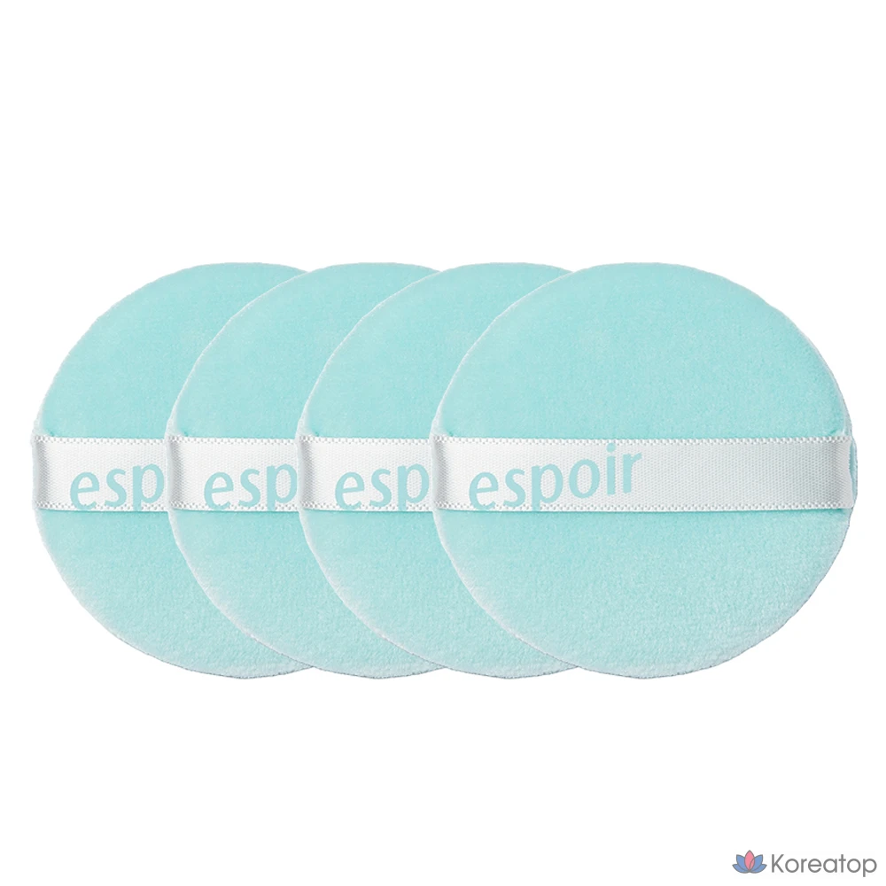 Набор из 4 пуховок для фиксации макияжа Espoir Fresh Setting Powder Puff, мятный цвет, 1 комплект.