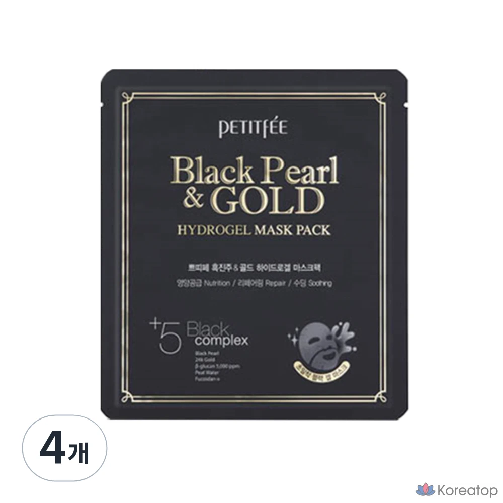 Набор гидрогелевых масок Petitfee Black Pearl & Gold, 32 г, 5 штук, 4 шт.