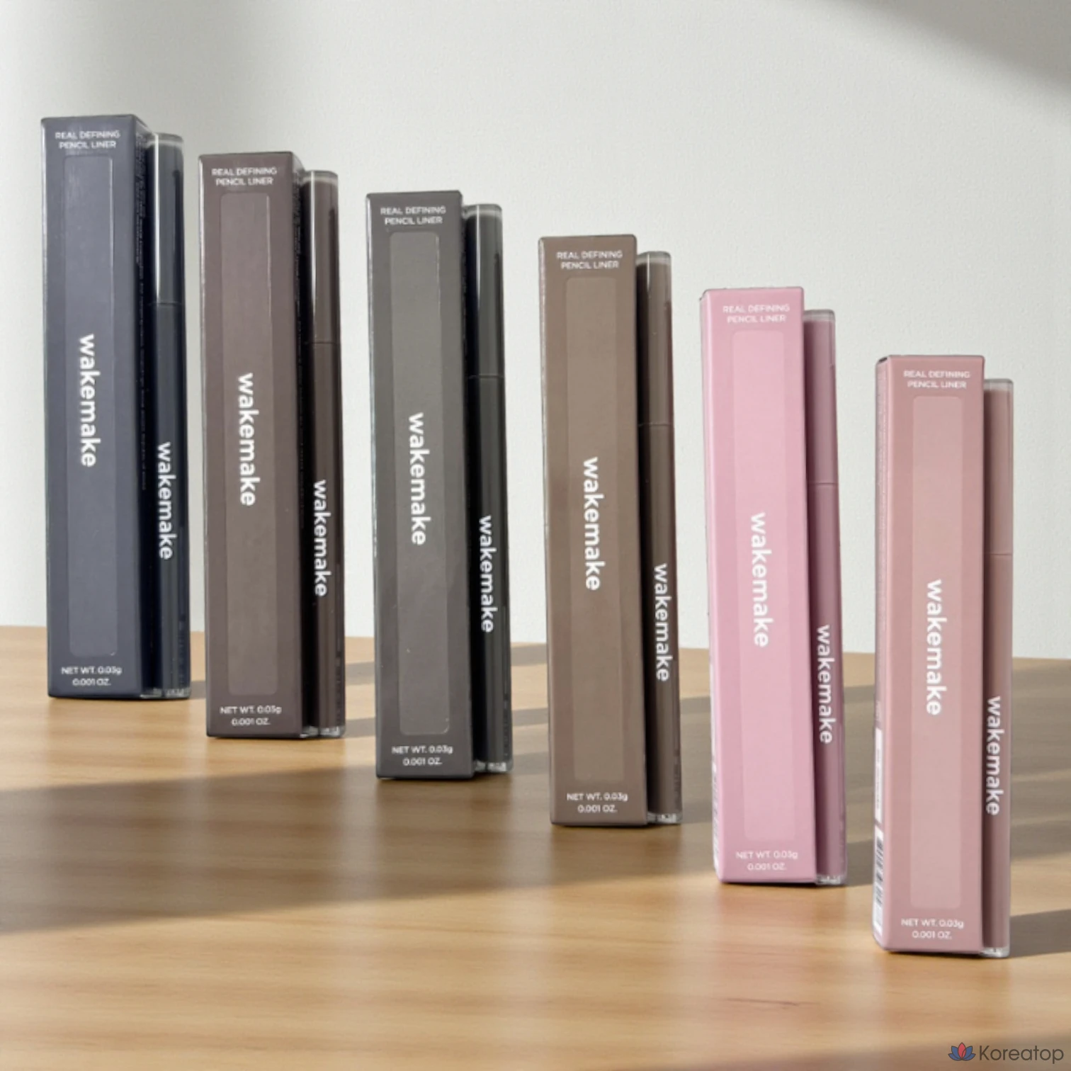 Карандаш для подводки глаз WAKEMAKE Real Defining Pencil Liner, 0,03 г, 7 цветов, 1 шт., 8 оттенков бледно-лилового цвета.