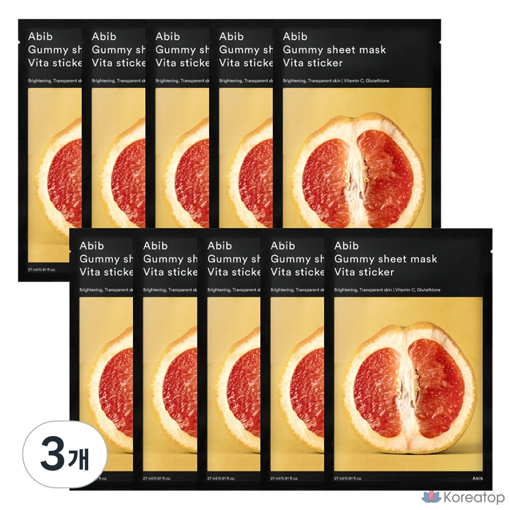 Набор наклеек для маски Abib Gum Sticker Sheet Mask Vita Sticker, 27 мл, 10 штук, 3 упаковки.