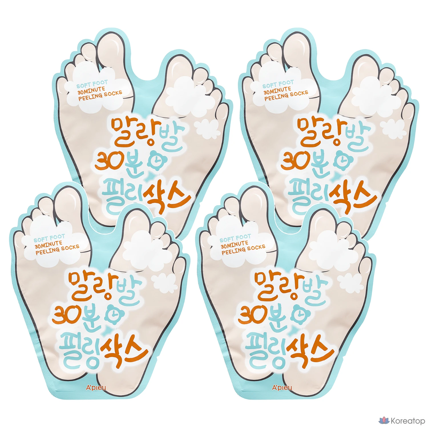 Отшелушивающие носки A'Pieu Malangbal на 30 минут, 1 упаковка, 4 упаковки, 40 мл