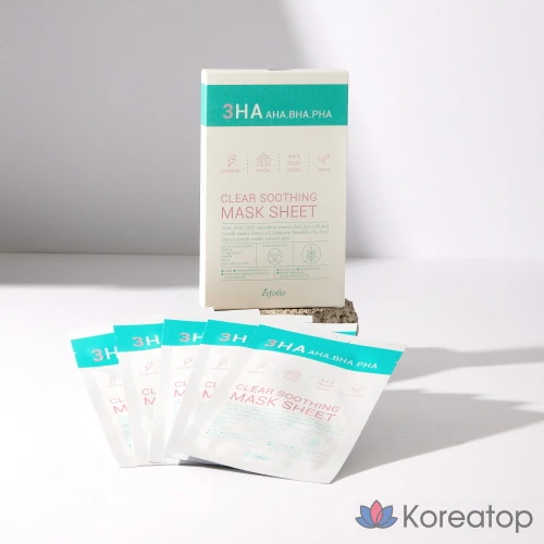 Успокаивающая маска для лица Esfolio Threeha Clear Calming Mask, 10 листов, экстракт центеллы азиатской, средство от акне, (25 мл x 5 листов) *2 комплекта, 10 штук