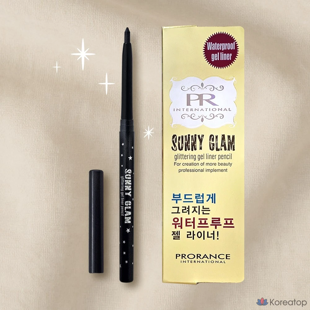 Гелевый карандаш для глаз Prorance Sunny Glam с блестками, жемчужный, 1 шт., черный жемчужный., фото 4