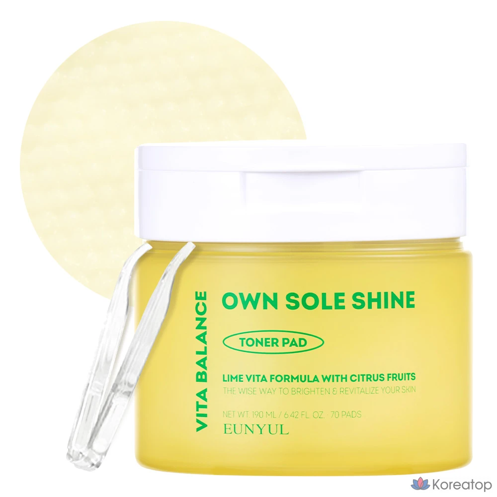 Тонизирующие подушечки Eunyul Vita Balance Own Sol Shine, 190 мл, 70 листов, 1 шт.