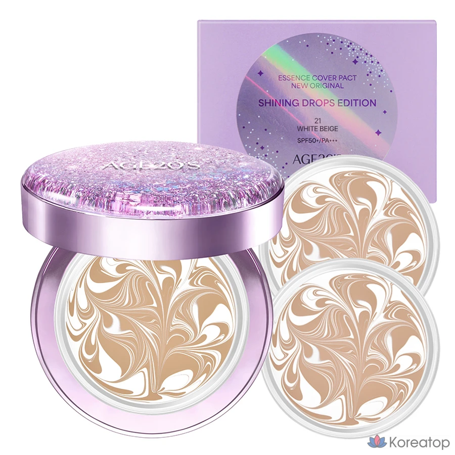 Essence Cover Pact Purple 12.5g, основной продукт и набор из 2 сменных блоков, № 21, белый и бежевый, по 1 шт.