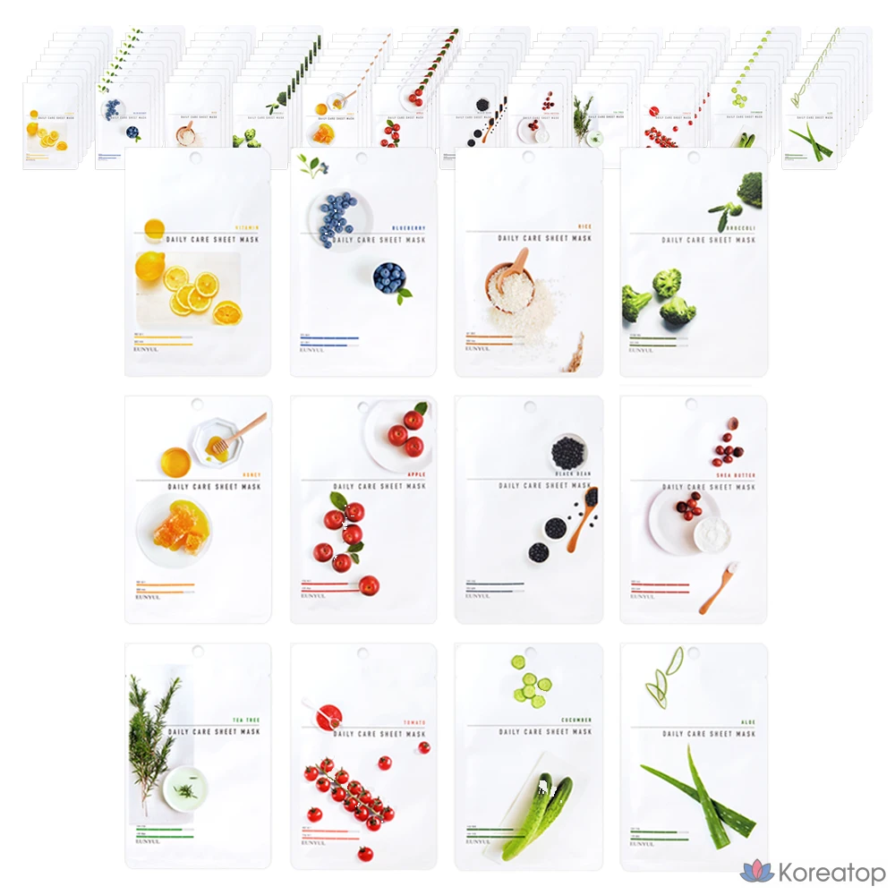 Тканевые маски для ежедневного ухода Eunyul, 12 видов x 2 шт., 24 штуки, 5 штук