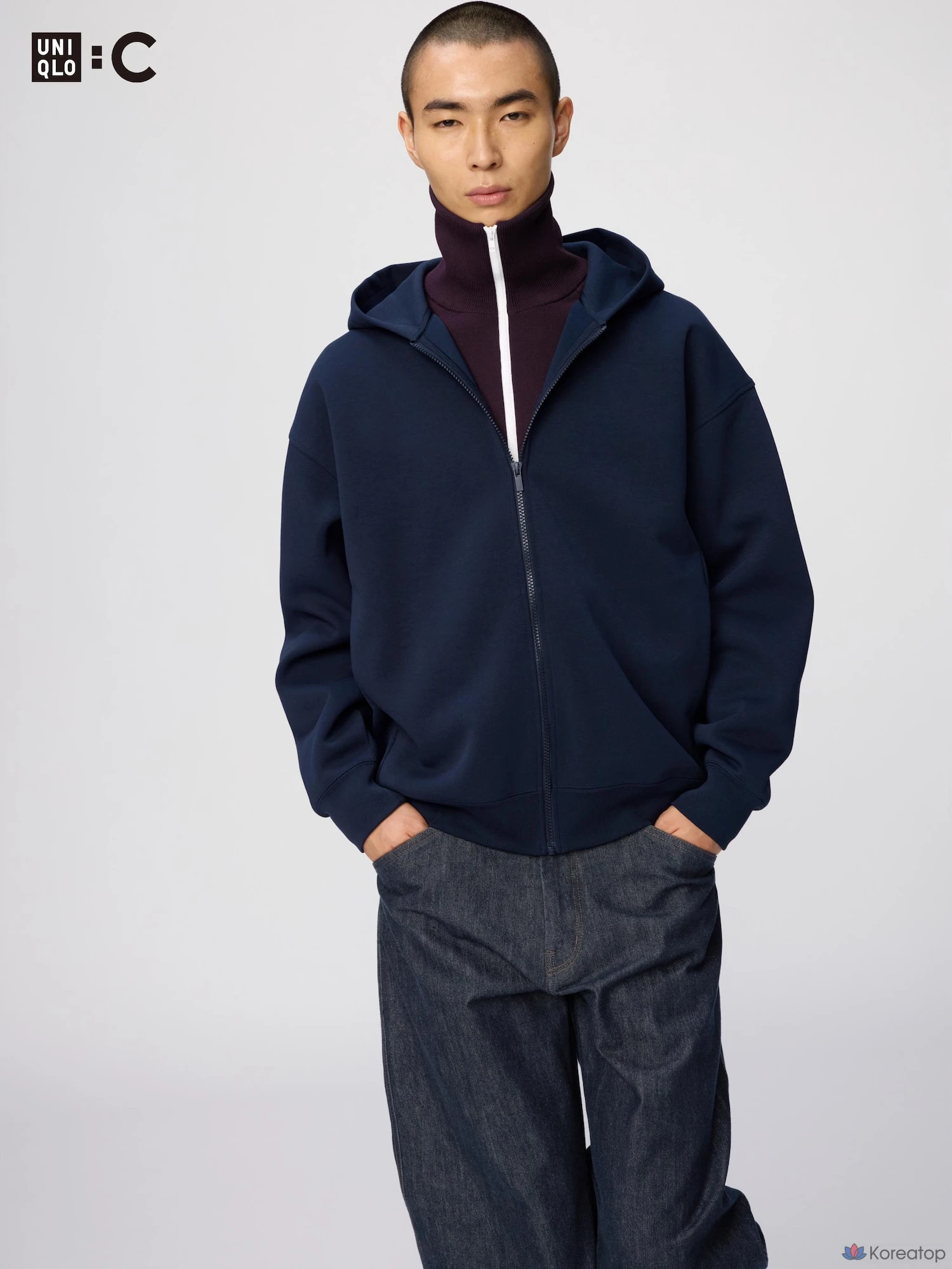 Парка на молнии Uniqlo Sweat Oversized Full-Zip Parka