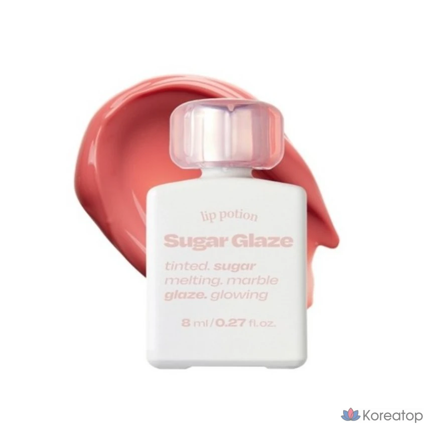 Lip Potion_Sugar Glaze, 23 цвета, блеск и тинт, блеск для губ, чистый персиковый цвет, стеклянный шарик #Sugar Bead Tint, #02 Rose Ball, 1 шт.
