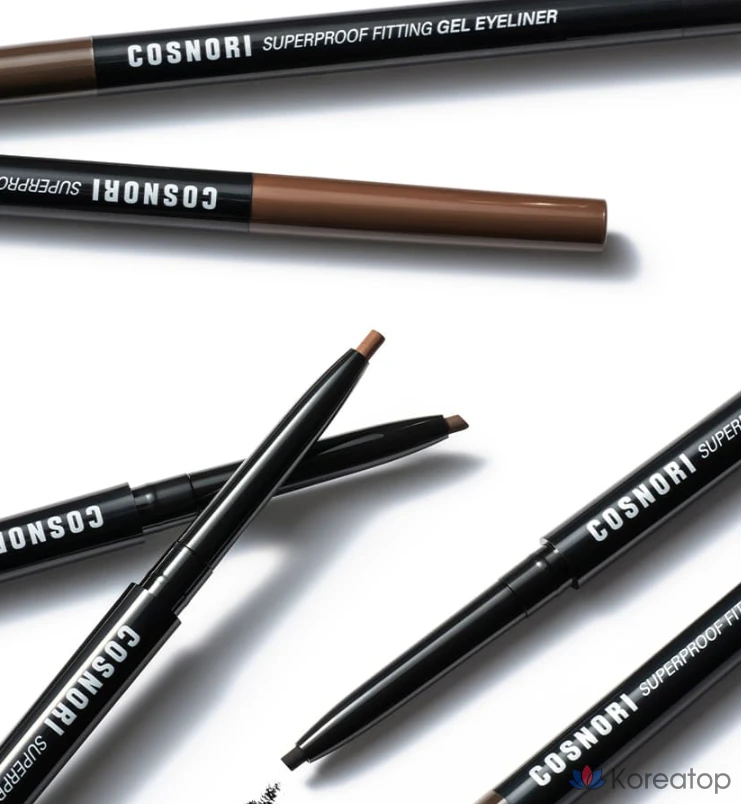 Гелевый карандаш для глаз Cosnori Superproof Fitting Gel Eyeliner Pencil 0.13 г, 2 оттенка: черный и коричневый, 1 шт., фото 8