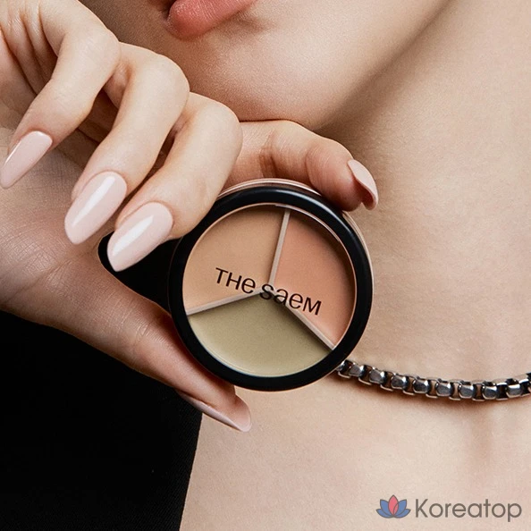 Консилер The Saem Cover Perfection Triple Pot, 13,1 г, 1 шт., оттенок 02 Contour Beige, фото 8