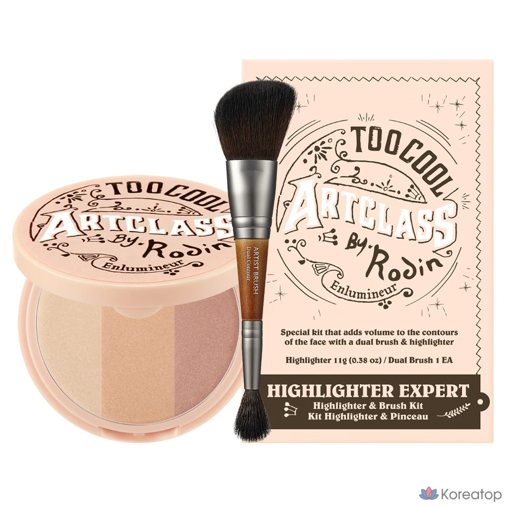 Набор хайлайтеров Too cool for school Art Class от Rodin, 11 г, двусторонняя кисть для контурирования, смешанные оттенки, 1 шт.