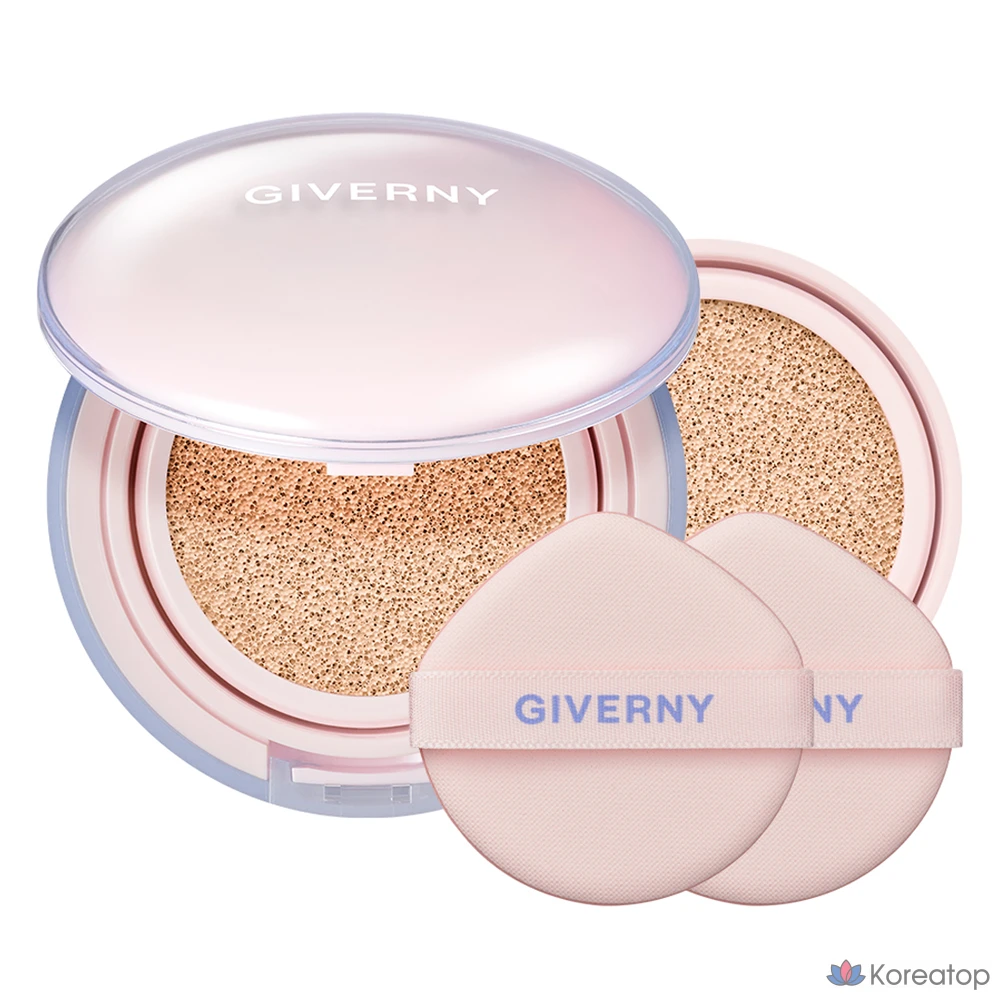 Тональный крем Giverny Dewy Glassy Cushion Foundation (основной продукт + сменный блок), 13 г, оттенок 21NW Light Beige, 1 шт.