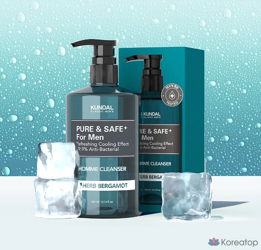 Охлаждающее средство для умывания Kundal Pure &amp; Safe для мужчин, 300 мл, 1 шт.