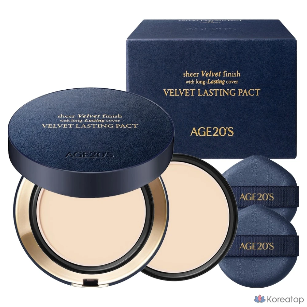 Age 20's Velvet Lasting Pact 14g + сменный блок 14g, оттенок 21N Soft Beige, 1 шт.