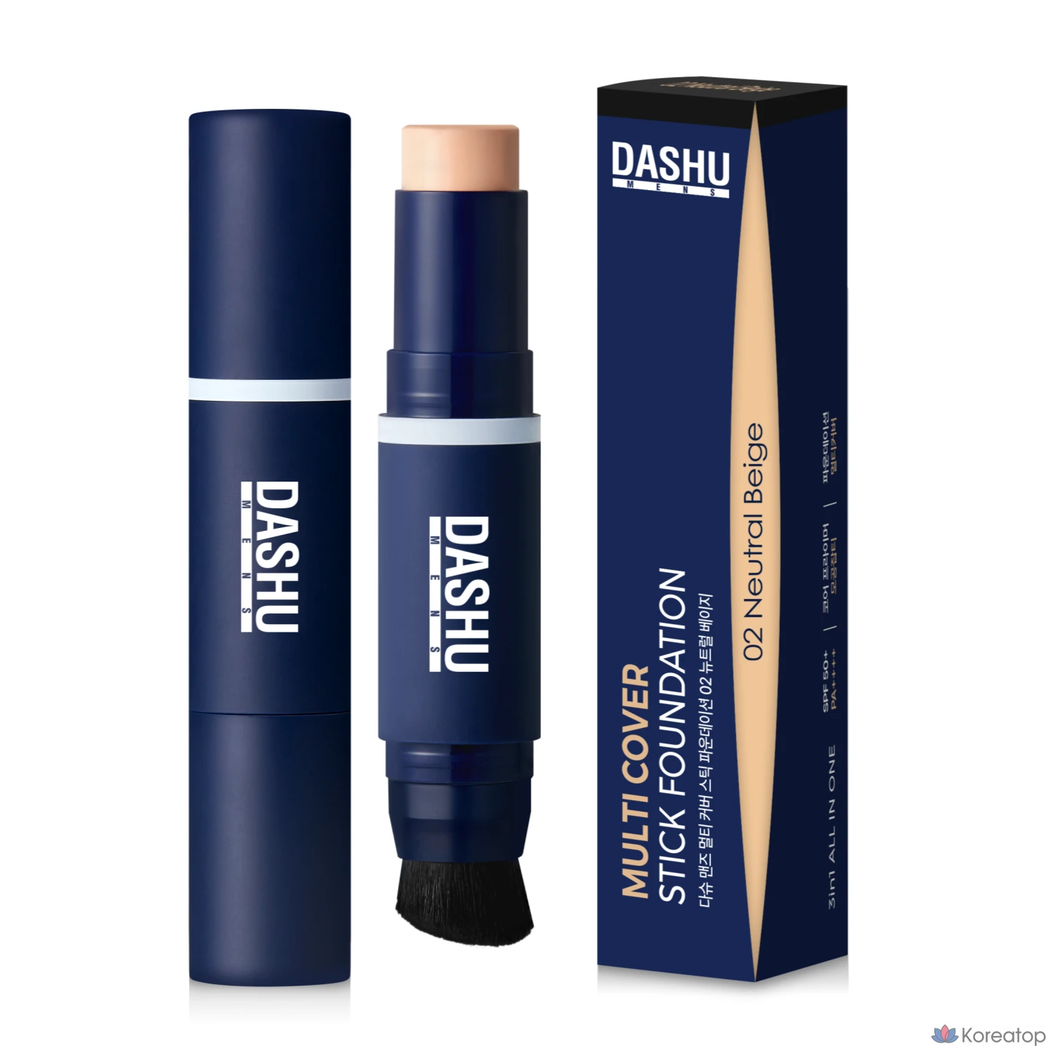 Тональный крем-стик DASHU для мужчин Multi-Cover SPF50+ PA++++ № 23-24, 12 г, 1 шт., 02 Нейтральный бежевый, фото 2