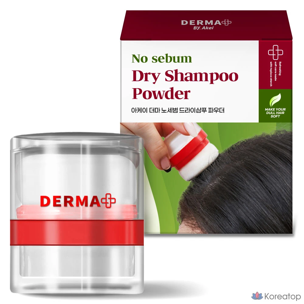 Сухой шампунь-порошок Akei Derma+ No-Sebum для волос с фруктовым ароматом, 4 г, 1 шт.