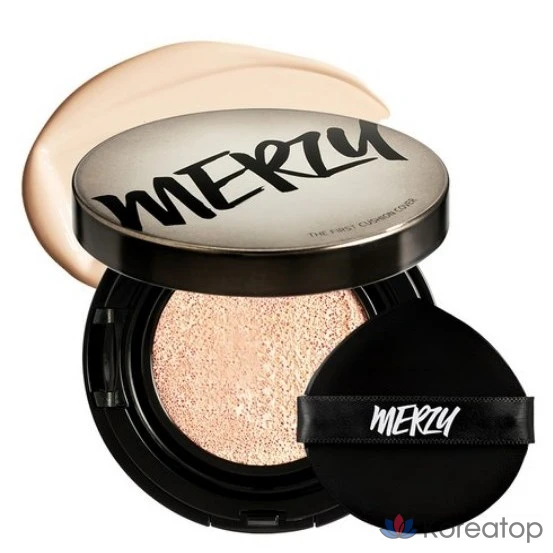 Тональный крем-кушон MERZY the First Cover SPF50+ PA+++ 13 г, спонж, 21 шт., ваниль (VANILLA), 1 шт.