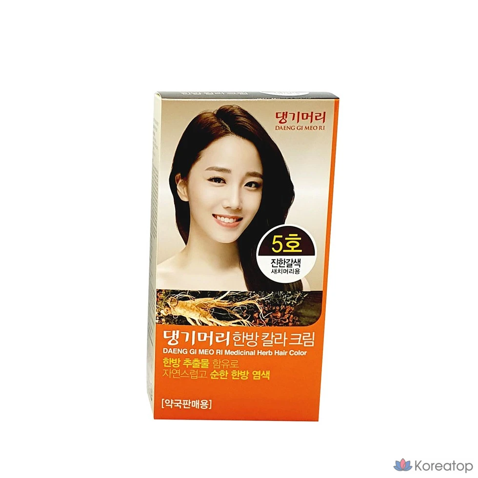 Травяная краска для волос Danggi Meori травяной крем-краска для седых волос № 5 (темно-коричневый), 1 шт., фото 2