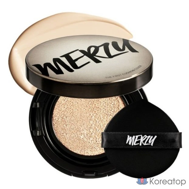 Тональный крем-кушон MERZY the First Cover Cushion Foundation SPF50+ PA+++, 13 г, спонж, 21 VANILLA (Ваниль), 1 шт.