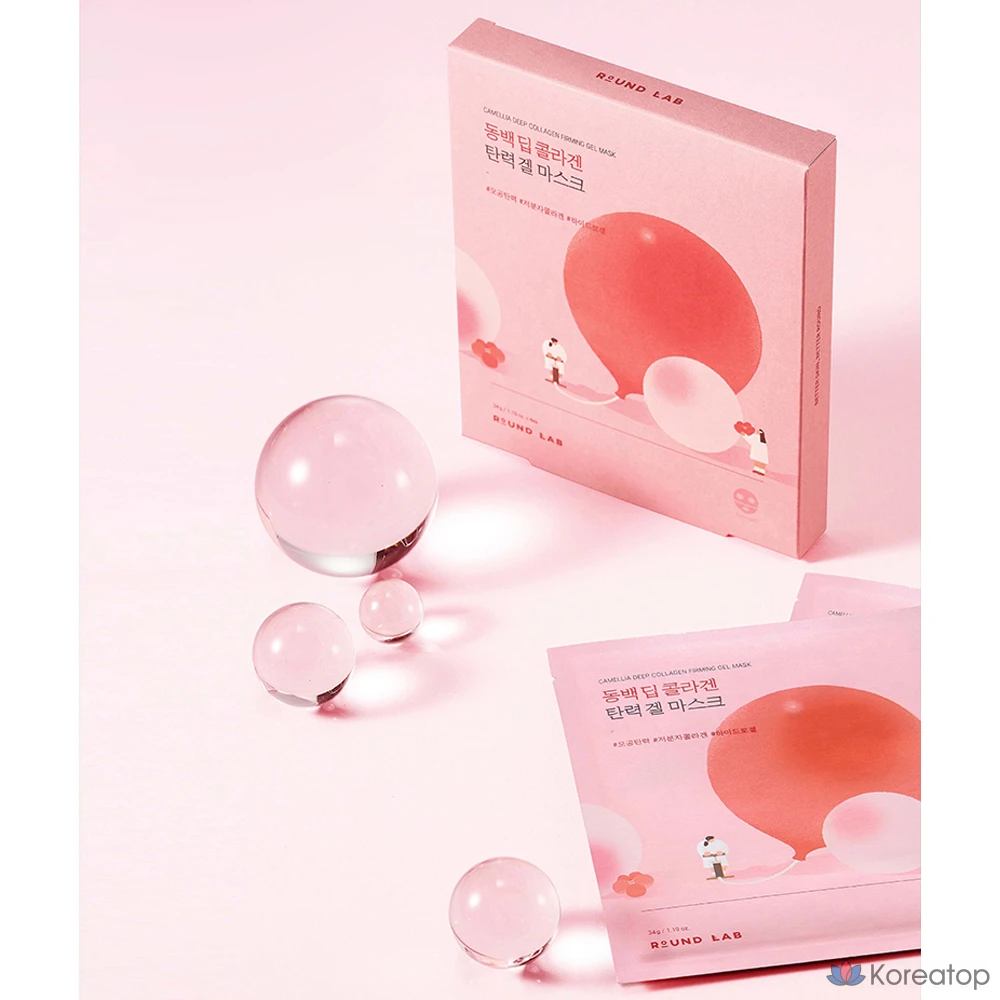 Гелевая маска Round Lab Camellia Deep Collagen Elasticity Gel Mask, 34 г, упаковка из 4 штук, 5 шт., фото 9