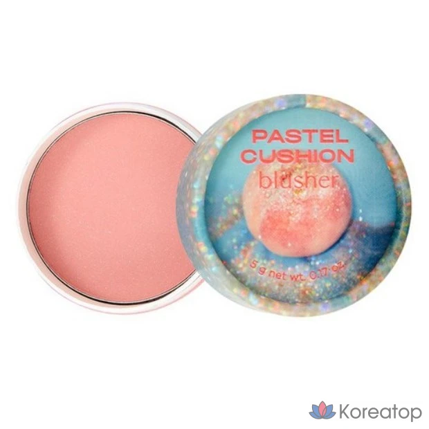 Румяна-кушон The Face Shop Pastel Cushion Blusher 5 г, 01 GLITTERY PEACH, 1 шт.