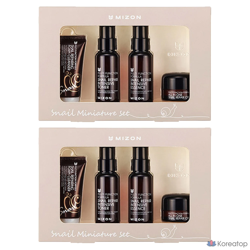 Миниатюрный дорожный набор из 4 тюбиков лески для ремонта раковин улиток Mizon, 2 комплекта.