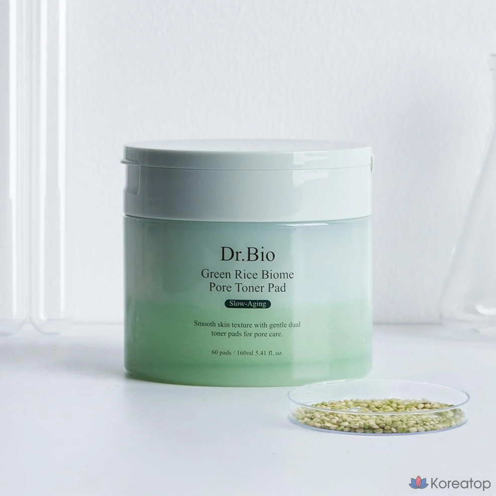 Тонизирующие подушечки Dr. Bio Green Rice Biome Whitening Toner Pads, 160 мл, 1 шт., 60 листов