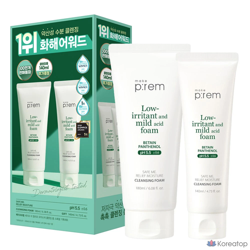 Makeprem Safe Me Relief Moisture Cleansing Foam 180 мл + 140 мл, 1 комплект