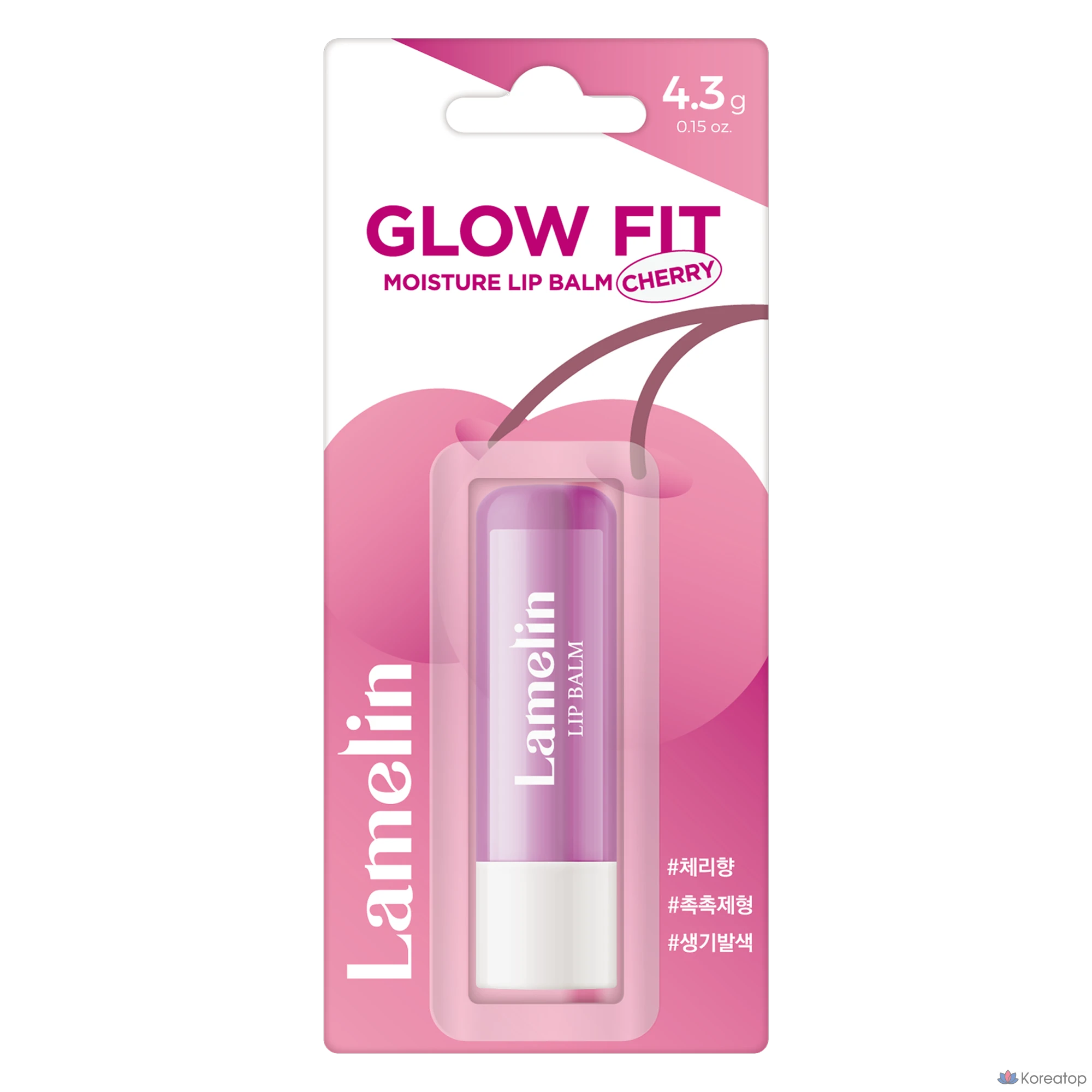 Увлажняющий бальзам для губ Lamelin Glow Fit, вишневый, 4,3 г, 1 шт., красный.