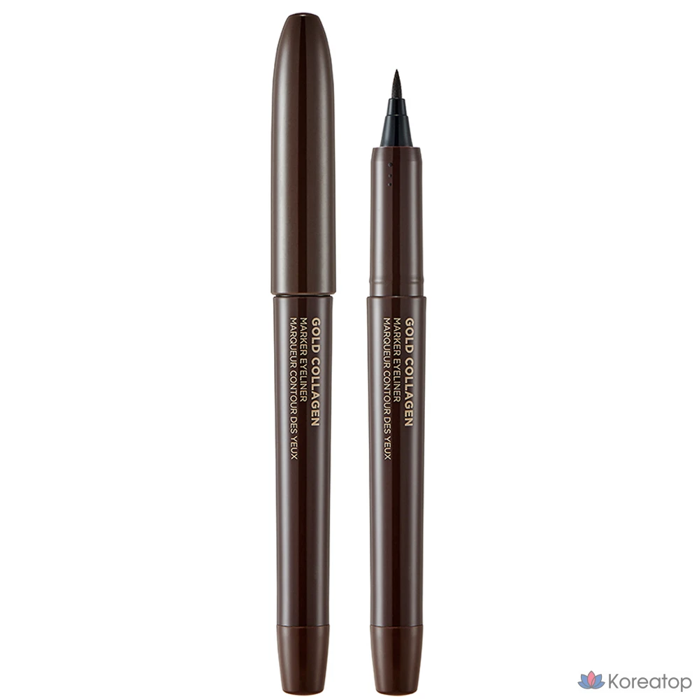 Подводка для глаз The Face Shop Gold Collagen Marker Pen Eyeliner, 1 г, 1 шт., коричневый цвет 02