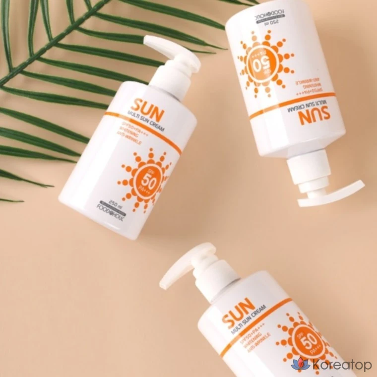 Солнцезащитный крем с УФ-защитой, 250 мл, с помповым дозатором, не оставляющий белых следов, 1 шт.