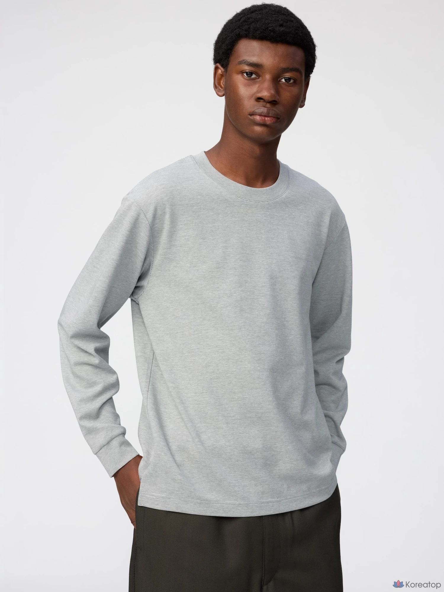 Футболка Uniqlo AIRism Cotton Striped Long Sleeve