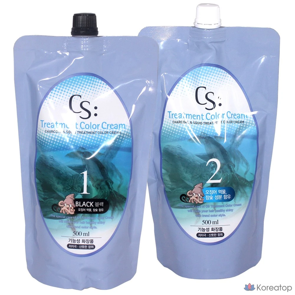 Краска для волос Somang CS CS Treatment Squid Ink Hair Color Cream Dye, 500 мл, черный, краска для волос с низким уровнем раздражения, краска для седых волос, закрашивание седины, 1 шт.