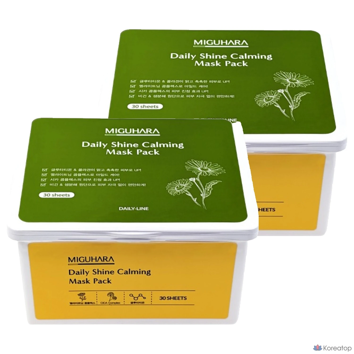 Набор успокаивающих масок для лица Miguhara Daily Shine Calming Mask Pack, 2 сезон, 30 штук, 2 упаковки.