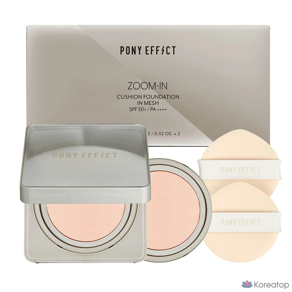 Тональный кушон Pony Effect Zoom-In Cushion Foundation в оттенке Mesh, 15 г + сменный блок 15 г, 003 Nude Beige No. 23, 1 шт.