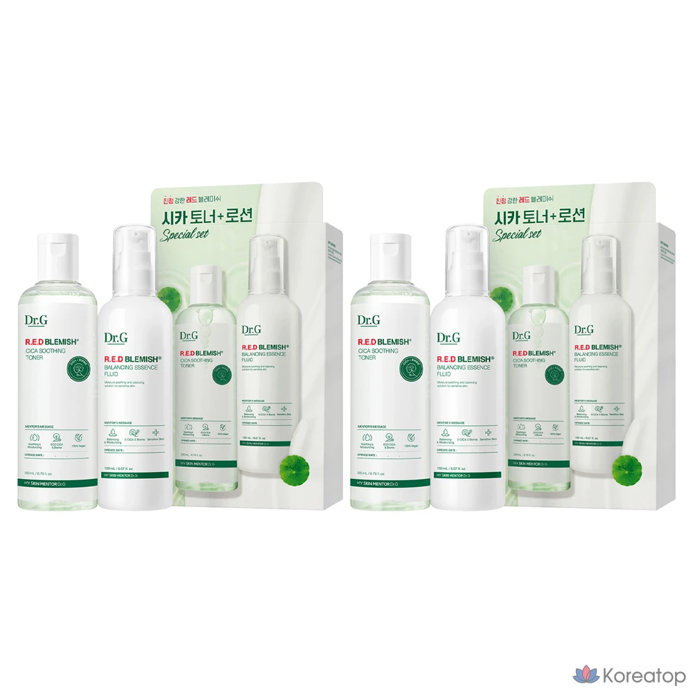 Набор для ухода Dr. G Red Blemish Cica Toner + Lotion 2-piece Set, 200 мл + 150 мл, 2 шт.