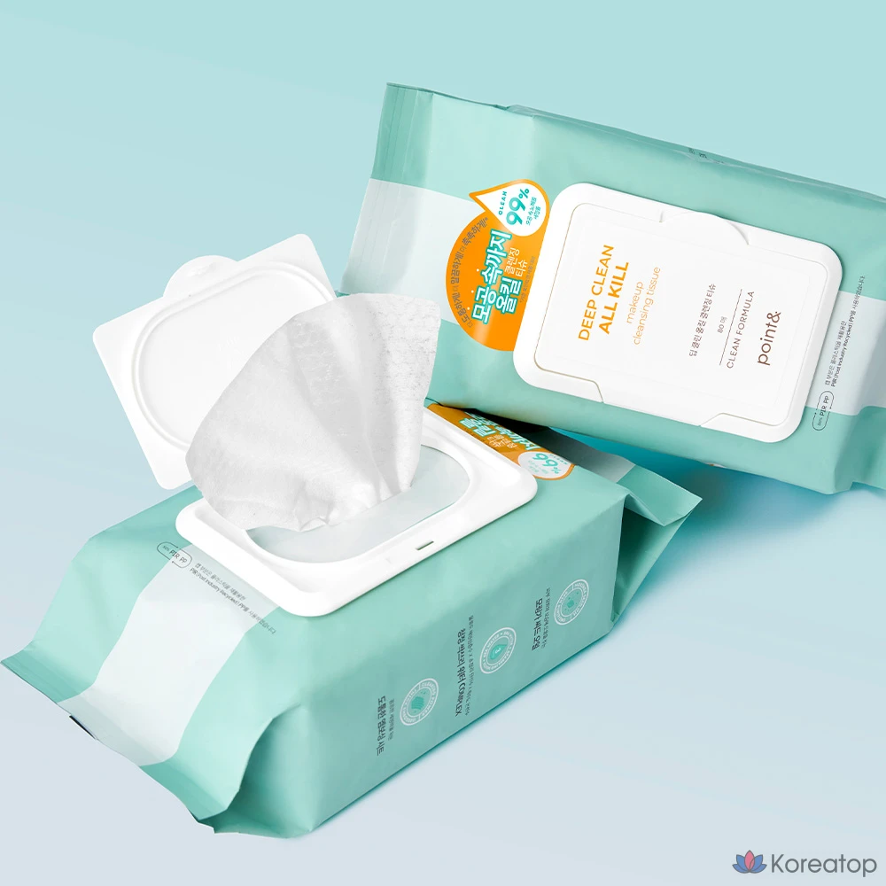 Очищающие салфетки Point& Deep Clean All-Kill Cleansing Tissue, 80 шт., 445 г