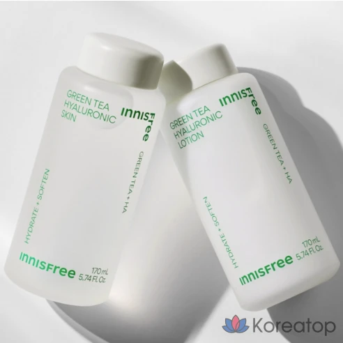 INNISFREE Увлажняющий тонер с экстрактом зеленого чая и гиалуроновой кислотой для сияния кожи, 170 мл