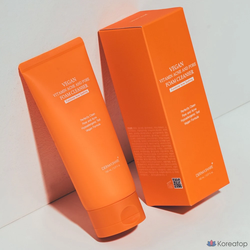 Очищающая пенка для лица Dermashare Vegan Vitamin Acne & Pore Deep Foam Cleanser, 1 шт., 150 мл