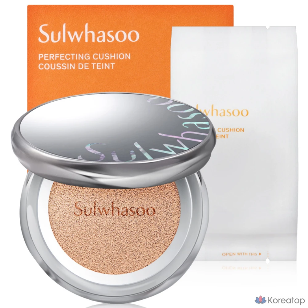 Тональный крем-кушон Sulwhasoo Perfecting Cushion + сменный блок New Renewal, № 21N1, бежевый, 1 шт.